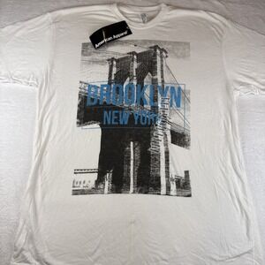 NWT! American Apparel Graphic T-Shirt Made In USA White Brooklyn Bridge Graphic